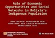 Role of Economic Opportunities and Social Networks in Bolivia’s Indigenous Population Dante Contreras, Universidad de Chile Diana Kruger, Univ. Católica