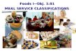 1 Foods I--Obj. 3.01 MEAL SERVICE CLASSIFICATIONS