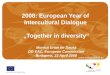 2008: European Year of Intercultural Dialogue „Together in diversity“ Monica Urian de Sousa DG EAC, European Commission Budapest, 23 April 2008