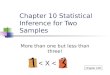 Chapter 10 Statistical Inference for Two Samples More than one but less than three! Chapter 10B < X