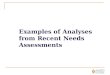 Examples of Analyses from Recent Needs Assessments