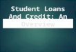 Student Loans And Credit: An Overview. Student Debt The Class of 2013 is the most indebted ever with 70% of graduates carrying an average debt of $35,200