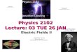 Physics 2102 Lecture: 03 TUE 26 JAN Electric Fields II Michael Faraday (1791-1867) Physics 2102 Jonathan Dowling