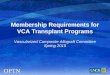 Membership Requirements for VCA Transplant Programs Vascularized Composite Allograft Committee Spring 2015