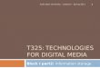 T325: TECHNOLOGIES FOR DIGITAL MEDIA Block I part2: Information storage 1 1 Arab Open University – Lebanon – Spring 2011