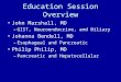 Education Session Overview John Marshall, MD –GIST, Neuroendocrine, and Biliary Johanna Bendell, MD –Esophageal and Pancreatic Philip Philip, MD –Pancreatic