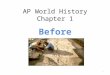 AP World History Chapter 1 Before History 1. Forming the Complex Society Basic development: – Hunting and foraging – Agriculture – Complex society Key