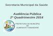 Audiência Pública 2º Quadrimestre 2014 Secretaria Municipal da Saúde PREFEITURA DO MUNICÍPIO DE ALMIRANTE TAMANDARÉ