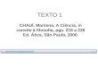 TEXTO 1 CHAUÍ, Marilena; A Ciência, in convite à filosofia, pgs. 216 a 226 Ed. Ática, São Paulo, 2000