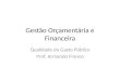Gestão Orçamentária e Financeira Qualidade do Gasto Público Prof. Armando Franco