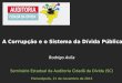 Rodrigo Avila Seminário Estadual da Auditoria Cidadã da Dívida (SC) Florianópolis, 21 de novembro de 2015 A Corrupção e o Sistema da Dívida Pública