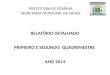 PREFEITURA DE GOIÂNIA SECRETARIA MUNICIPAL DE SAÚDE RELATÓRIO DETALHADO PRIMEIRO E SEGUNDO QUADRIMESTRE ANO 2014