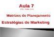 Estratégias de Marketing Aula 7 AVA – Aulas: 3 e 9 Matrizes de Planejamento