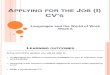 CV and Personal Statements