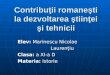 Contributii Romanesti La Dezvoltarea Stiintei Si Tehnicii