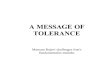 A Message Of Tolerance
