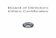 Board of directors ethics certificates