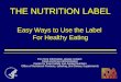 The Nutrition Label - Easy Ways to Use the Label For Healthy Eating