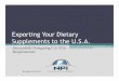 Exporting Your Dietary Supplements to the U.S.A
