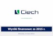 CIECH - Wyniki finansowe za 2015 r