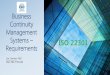 Business continuity management systems requirements - ISO22301