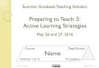 Preparing to Teach 3: Active Learning Strategies