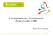 L'investissement socialement responsable (ISR)   Bernard Bayot