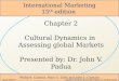 Chapter 2 Cultural Dynamics in Assessing Global Markets