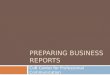 Proposals, Business Plans, and Formal Business Reports