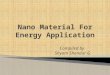 Recent Trends in Nano material for Energy Application