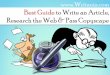 Best Guide to Write an Article, Research the Web & Pass Copyscape
