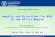 Results and Priorities for FAO in the African Region