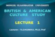 Lecture 1 of Culture study