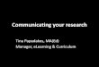 Communicating your research 2016
