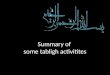 Summary of some tabligh activities