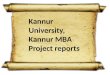 Kannur University, Kannur MBA Project reports