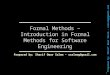 #1 formal methods – introduction for software engineering
