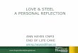 Love & Steel - A Personal Reflection' by Ann Hayes (From Acute Hospital Network, March 2015) [AHN 29]