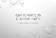 How to write an academic paper