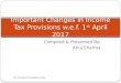 Important Changes in Income Tax Provisions w.e.f. 1st April 2017