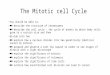 The Mitotic cell cycle