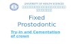 Try in and cementation of crown