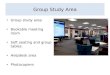 Group Study Area Group study area Bookable meeting room Soft seating and group tables Helpdesk area Photocopiers