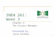 Chapter 3: The Project Manager Presented by: Jasim Alnahas