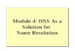 Module 4: DNS As a Solution for Name Resolution. Overview Introducing DNS Designing a Functional DNS Solution Securing DNS Enhancing a DNS Design for
