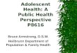 Adolescent Health: A Public Health Perspective P8616 Bruce Armstrong, D.S.W. Heilbrunn Department of Population & Family Health