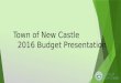 Town of New Castle 2016 Budget Presentation. 2016 Tax Cap Information  The tax cap refers to the amount the Town is permitted to raise the tax levy