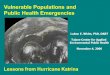 Vulnerable Populations and Public Health Emergencies Lessons from Hurricane Katrina LuAnn E. White, PhD, DABT Tulane Center for Applied Environmental Public