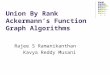 Union By Rank Ackermann’s Function Graph Algorithms Rajee S Ramanikanthan Kavya Reddy Musani