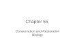 Chapter 55 Conservation and Restoration Biology. Overview Conservation biology integrates ecology, physiology, molecular biology, genetic and evolutionary